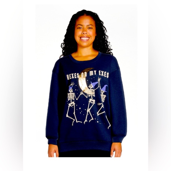 Wound Up “Hexes On My Exes” women’s graphic fleece sweatshirt, size: M(7-9) - Picture 1 of 3